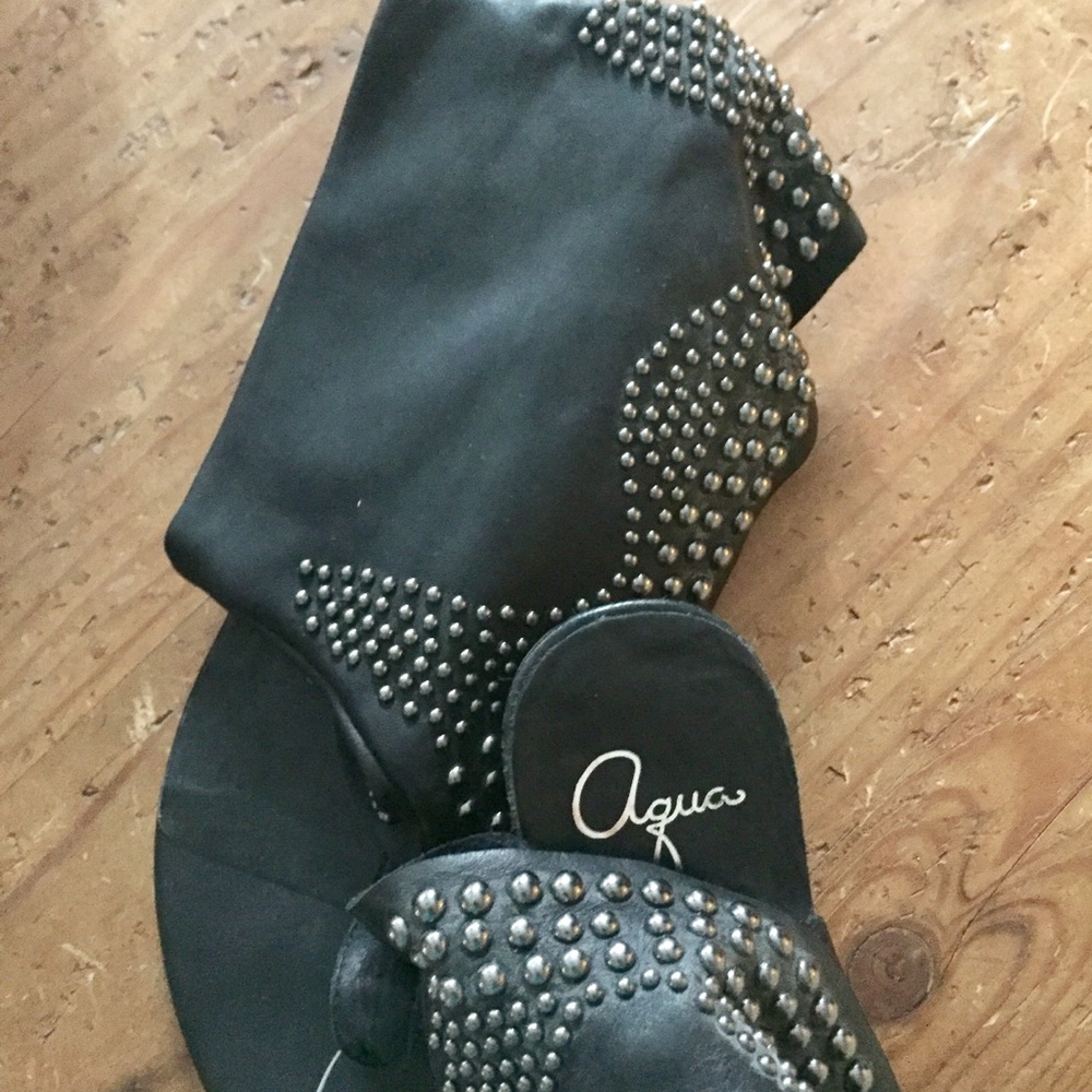 AQUA sz 9 NWT black leather festival shoe boot - Picture 5 of 7